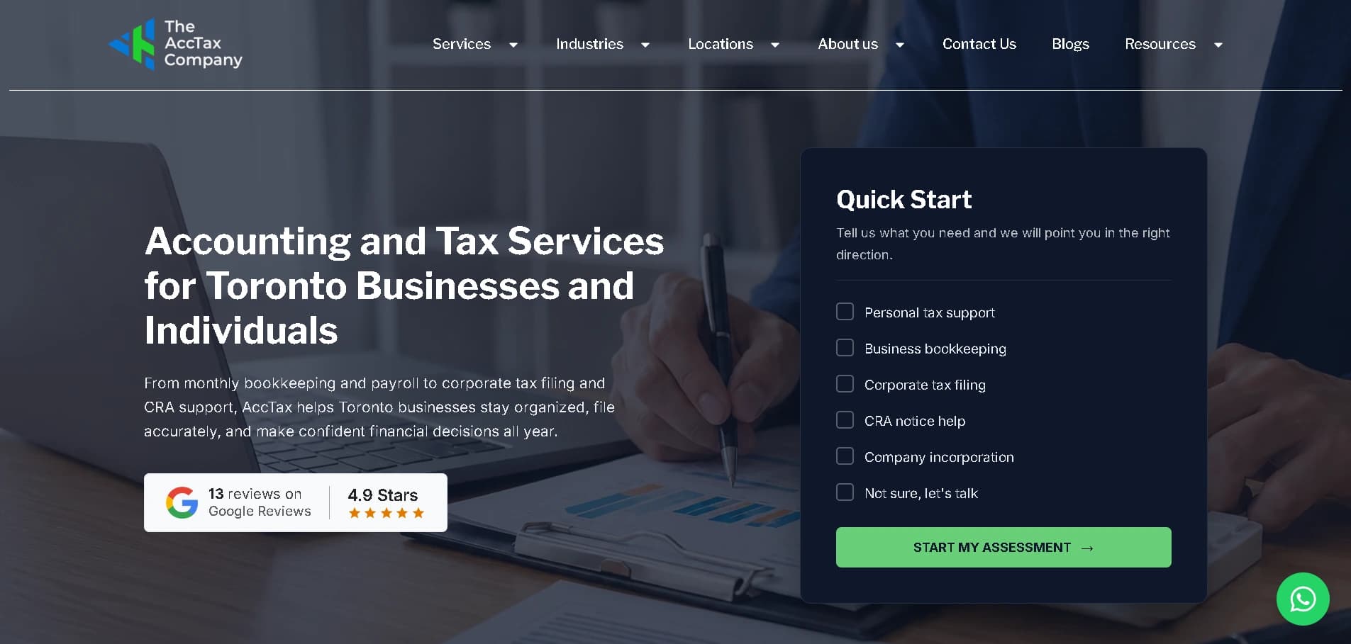 Desktop view of the redesigned Acctaxco website