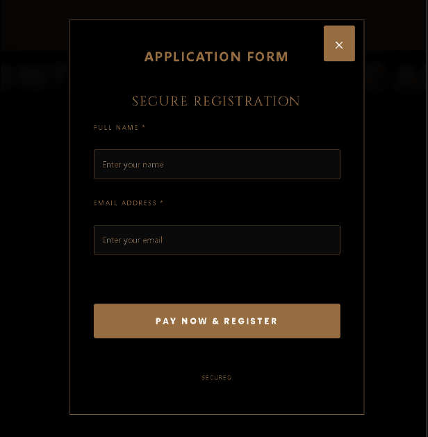 Secure registration and payment form built for M1 Performance