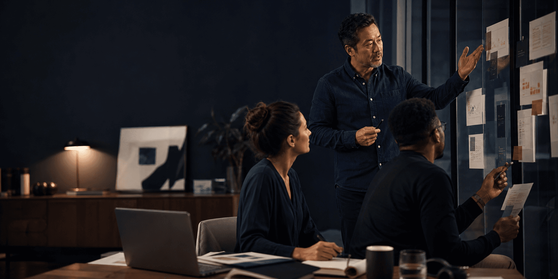 B2B technology experts planning a coordinated content marketing system