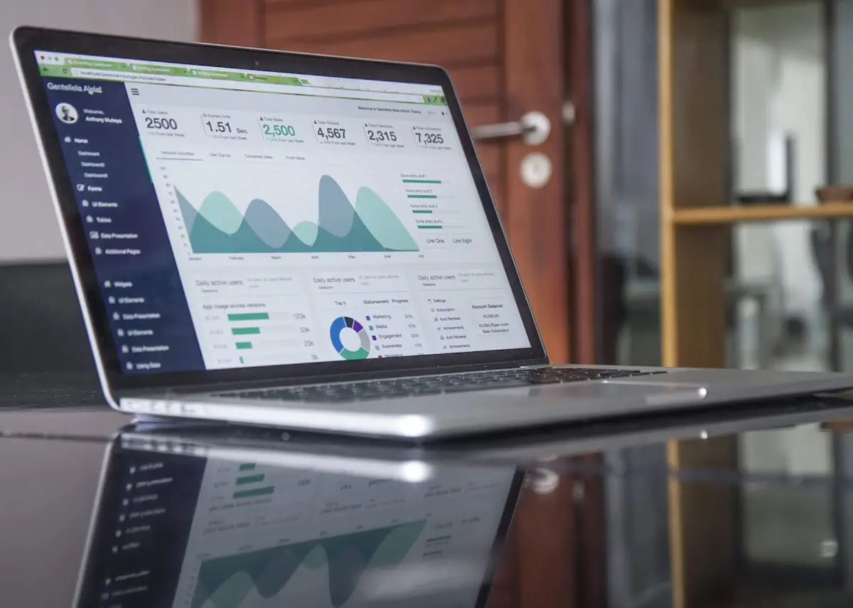 Digital marketing analytics dashboard displayed on a laptop