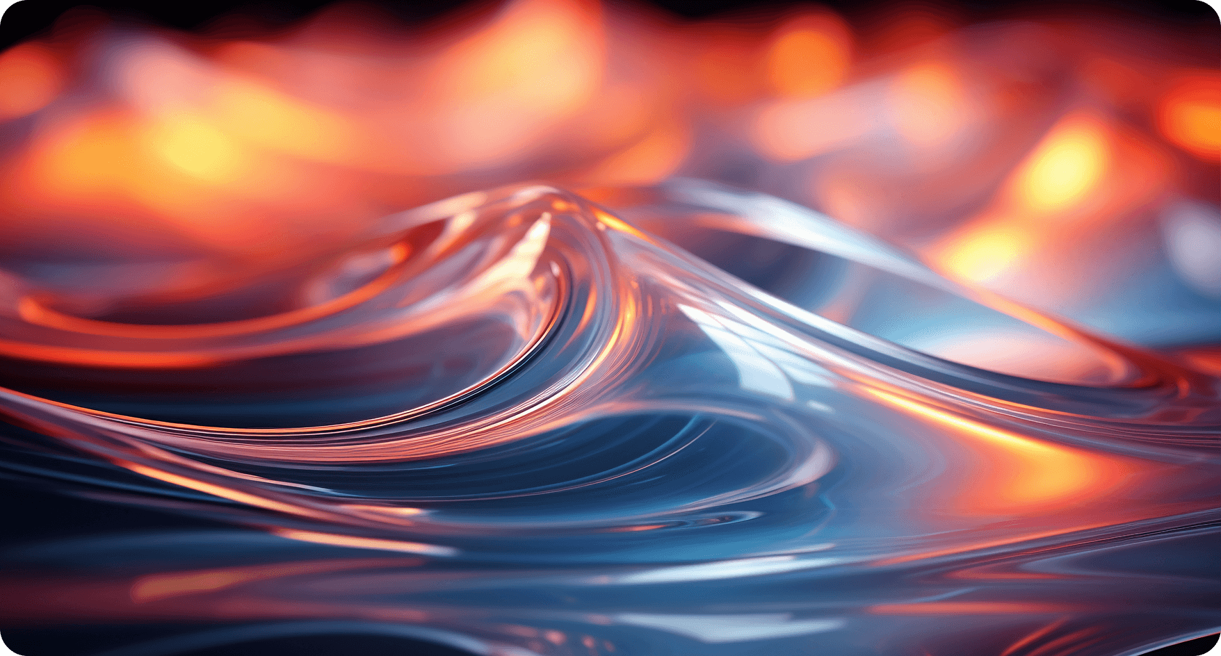 Abstract glass wave with orange and blue light