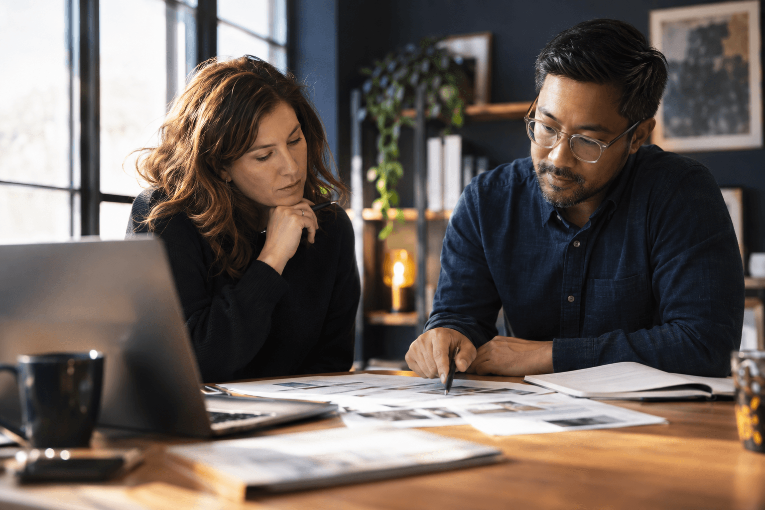 Writer and strategist reviewing source material for a customer case study